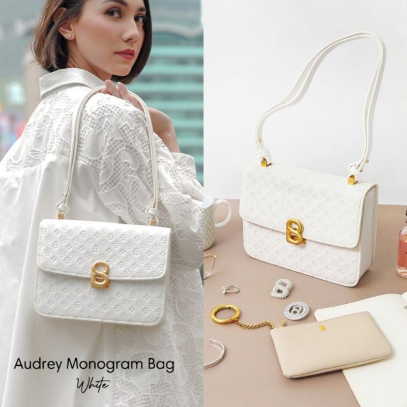Audrey monogram bag white small