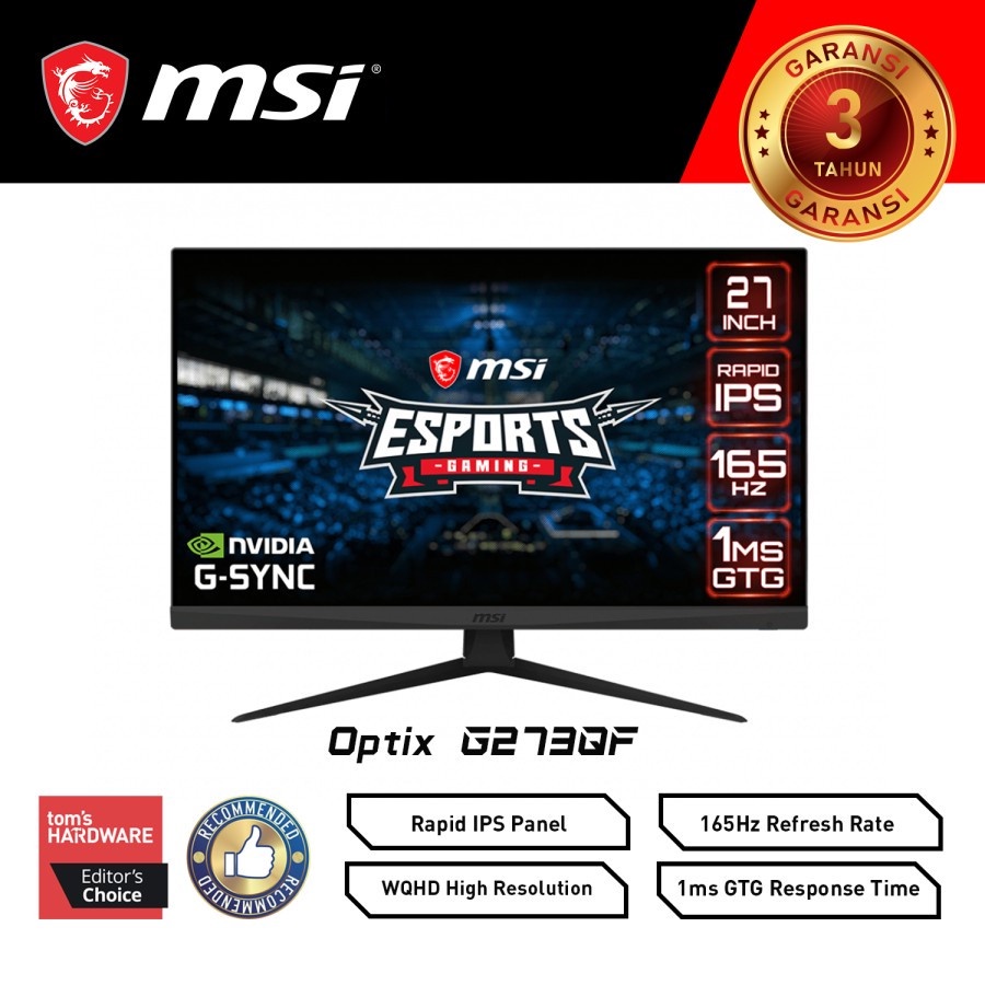 Monitor LED MSI OPTIX G273QF 27inch 2K IPS WQHD FLAT 165hz 1ms 1440P