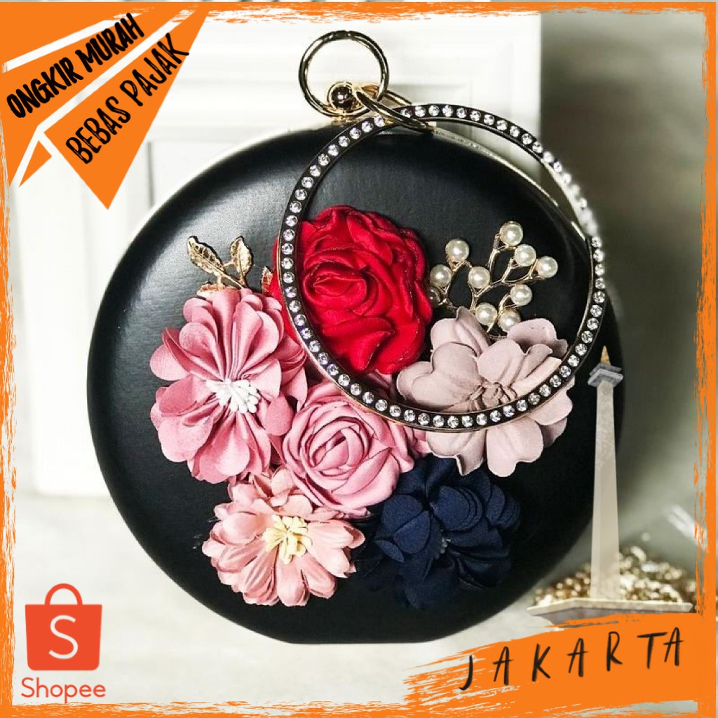 ZAYDAN TAS SELEMPANG BULAT BUNGA PESTA IMPORT MURAH JAKARTA TI0064 MURAH CANTIK LAKU IMPORT
