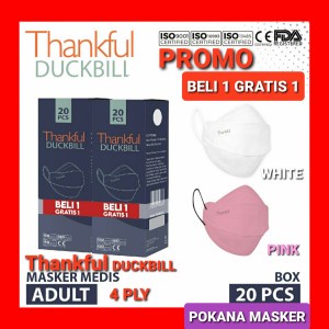 Termurah!! Thankful Duckbill Medical Mask Earloop Buy 1 Get 1 Free Box 20