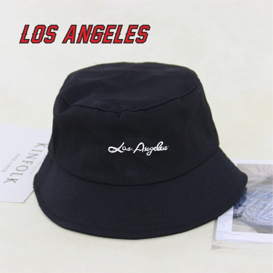 Topi Bucket Hat LA Los Angeles Topi Mancing Fisher man Fisherman Bordir Buckethat