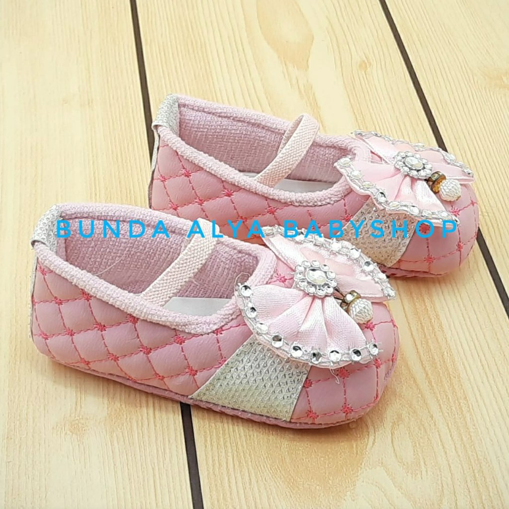 Sepatu Bayi Perempuan Pita PINK - Prewalker Baby Girl - PW Bayi - Sepatu Bayi Cewek Alas Kain SALE