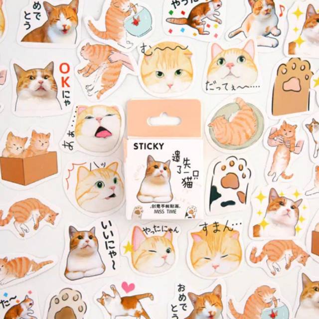 46Pcs Sticker Kucing Oren Sticker / Sticker Scrapbook / Sticker 