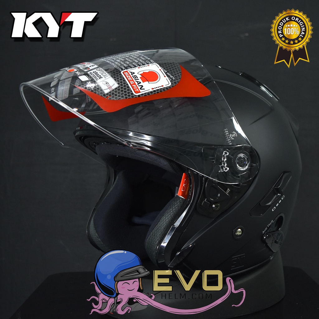 KYT GALAXY_SOLID BLACK DOFF (DOUBEL VISOR)