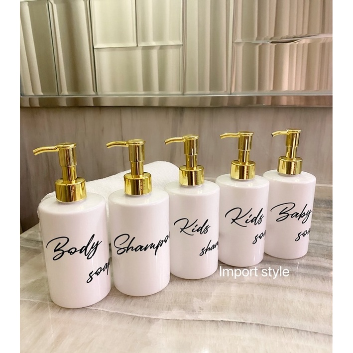 botol PUTIH EXCLUSIVE 250ml hitam PLATINUM . aesthetic bottle minimalist refill organizer laundry bathroom tempat sabun cair pump gold silver estetik