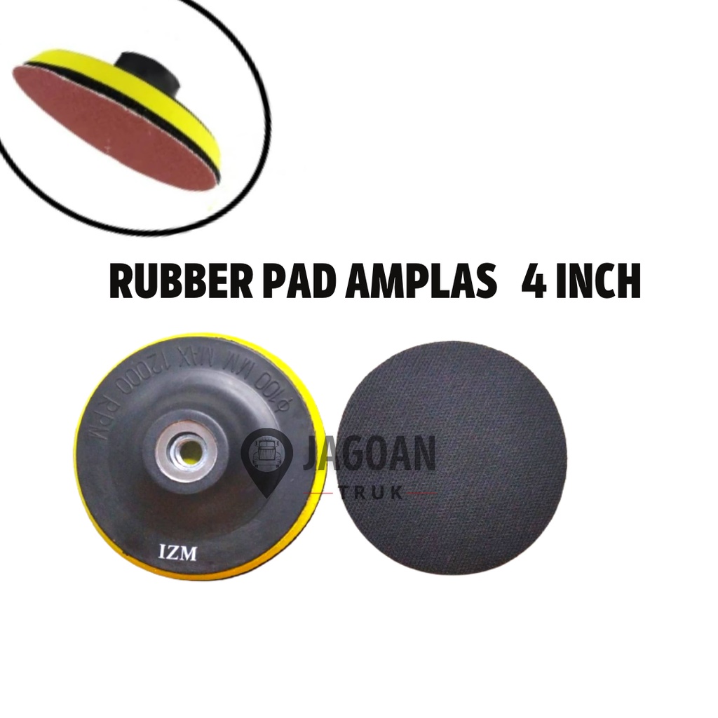 Rubber Pad Amplas Velcro Tatakan Bulat 4 inch Gerinda Tempel Tatakan