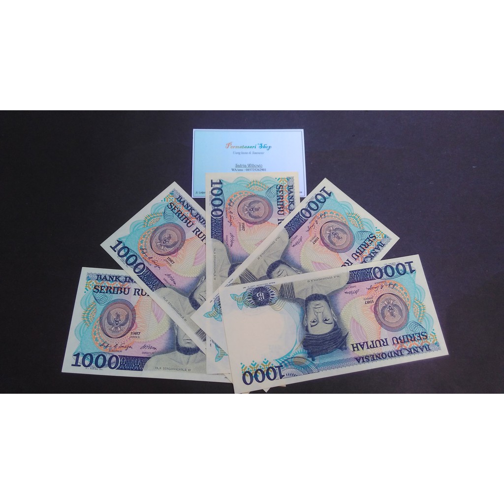 Uang kuno lama jadul 1000 rupiah seri sisingamangaraja tahun 1987