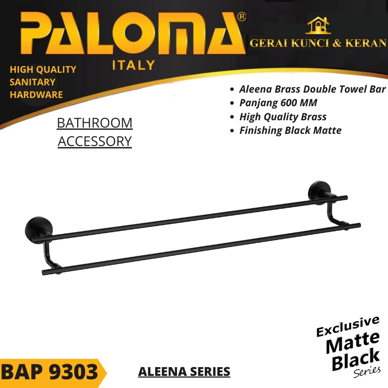 PALOMA BAP 9303 Rak Handuk Baju Gantungan Hanger Dinding Kamar Mandi HITAM BLACK MATTE