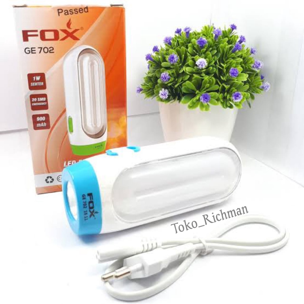 Senter FOX LED GE702 Emergency Lamp Lampu Darurat LED