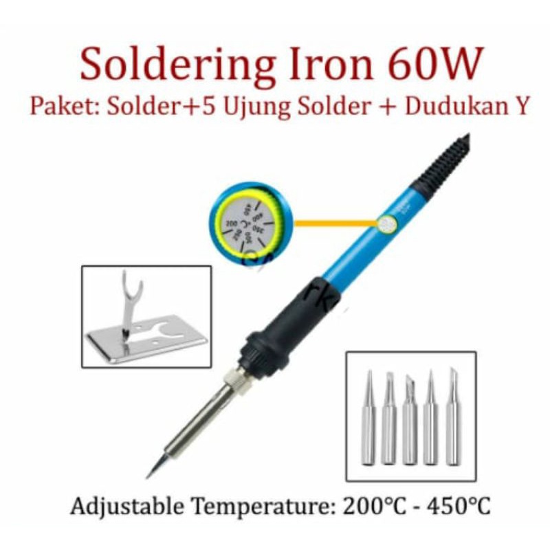 Solder Dengan Tombol Pengatur Suhu 200-450C 60 Watt Paket