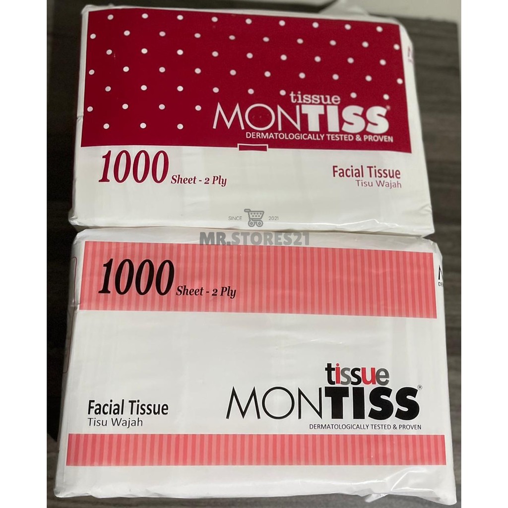 TISSUE MONTISS FACIAL 1000 SHEETS 2 PLY MURAH LEMBUT BERSIH BEST SELLER-1