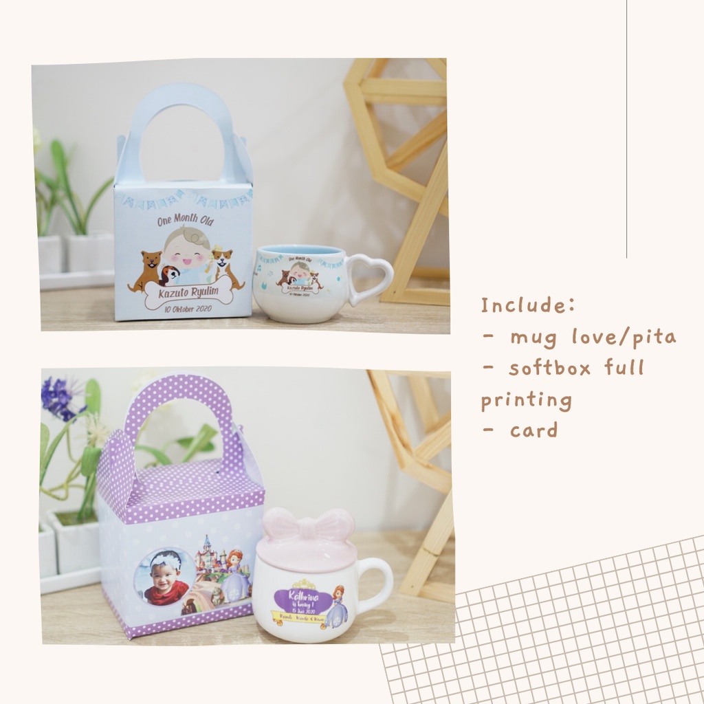 CUSTOM Mug Love Souvenir Ulang Tahun Anak | Hampers Ulang Tahun Anak | Souvenir Pernikahan | Wedding