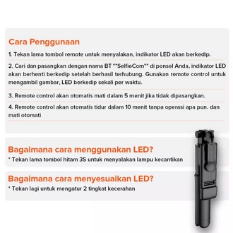 BestPromo Tripod Tongsis Bluetooth Remote Selfie Stick Led Flash Tripod Hp Portable Rotatable