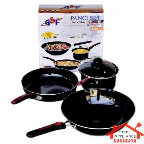 Panci Wajan Pengoorengan Set Enamel Anti Lengket 4 PCS GSF G 2630 / G2630 / G-2630