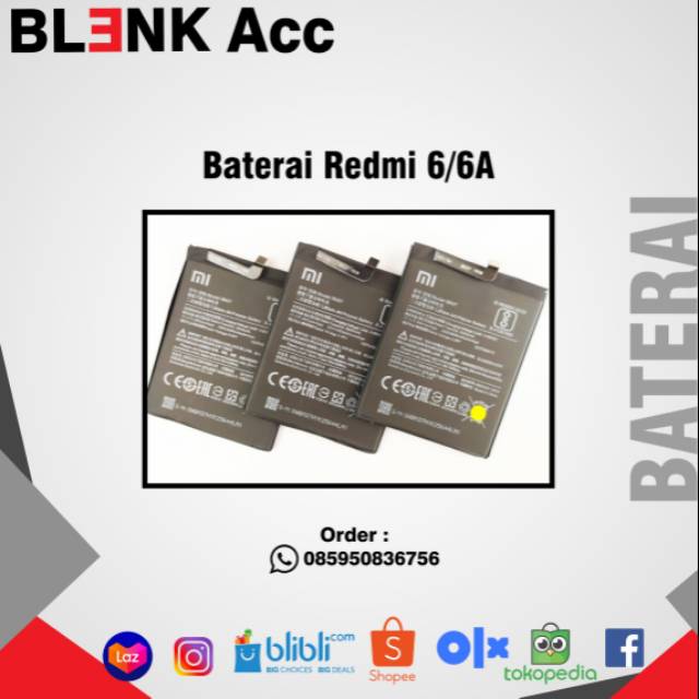 Battery Baterai Xiaomi Redmi 6/ Redmi 6A BN37 Kualitas Original GRADE A garansi 6bulan