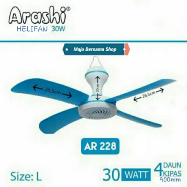 Kyowa 20 W Mini Ceiling Fan 5 Buah Baling Baling Kipas 