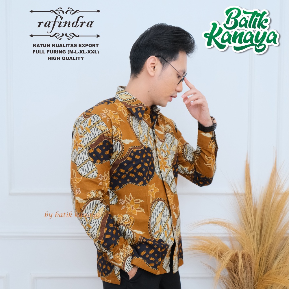 Kanaya - Kemeja Batik Pria Lengan Panjang Full Furing Bahan Katun Kualitas Expor RAFINDRA