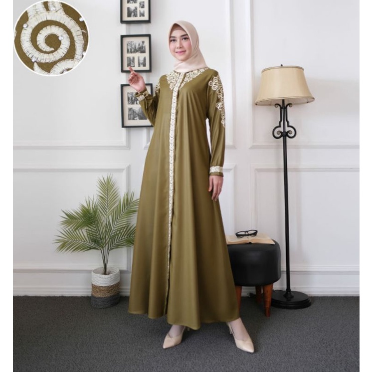 GAMIS MADINA ASNAH DRESS MUSLIM WANITA GAMIS TOYOBO BORDIR FASHION MUSLIM WANITA MEWAH PESTA ELEGAN 
