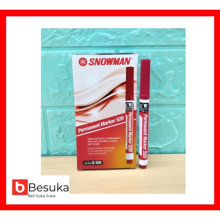 

Diskon Spidol Snowman Permanent Marker G-520 (Red) Gilaa!!!