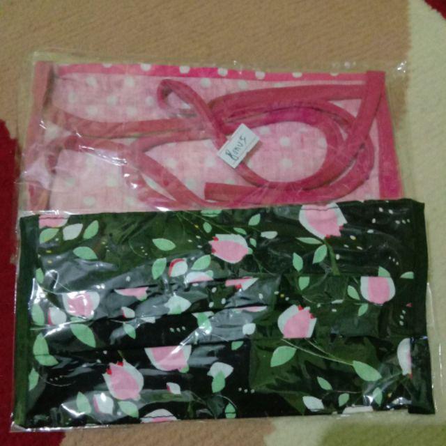 Masker Kain Shabby Navy Green Free Plastik