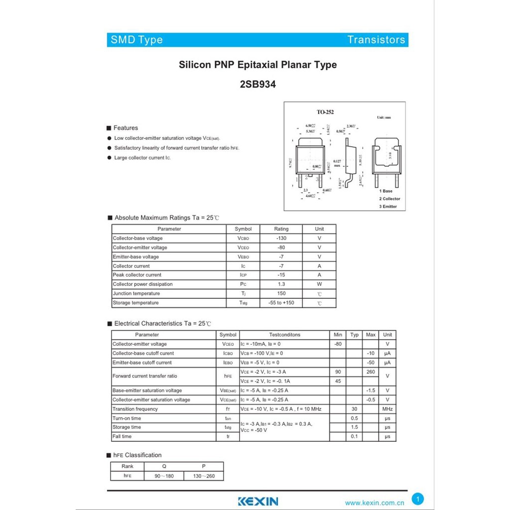 B934  2SB934 onderdil top