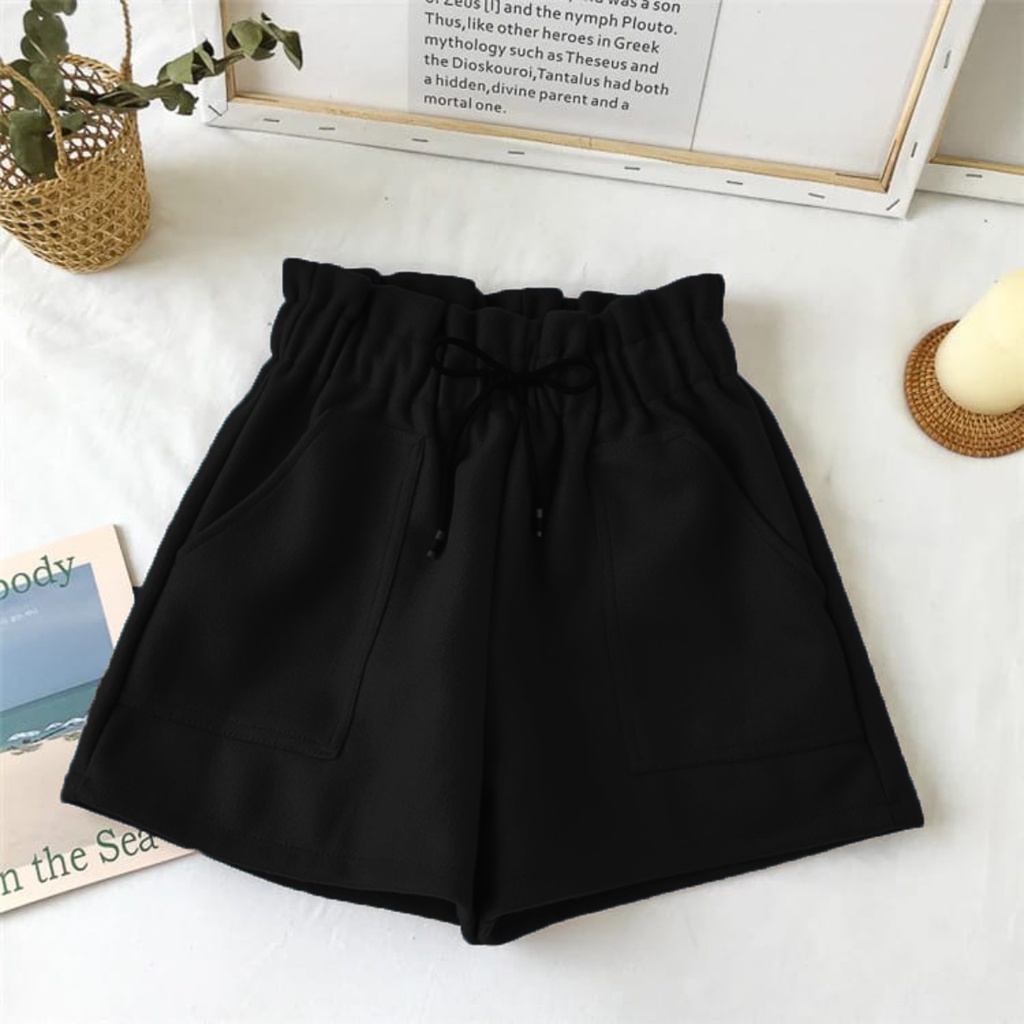 Celana pendek korea wanita santai Hotpants polos highwaist