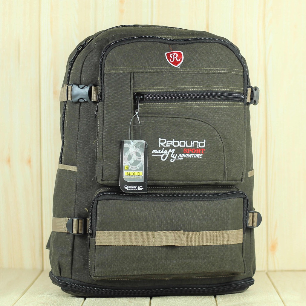 Tas Ransel Kanvas Distro Susun Rebound Coklat Muda Pria Wanita Original Murah Kerja Jumbo Simpel Backpack Kanvas Tas Ransel Punggung Pria Bahan Kanvas Besar Outdoor Gaul Terbaru Kuat Awet