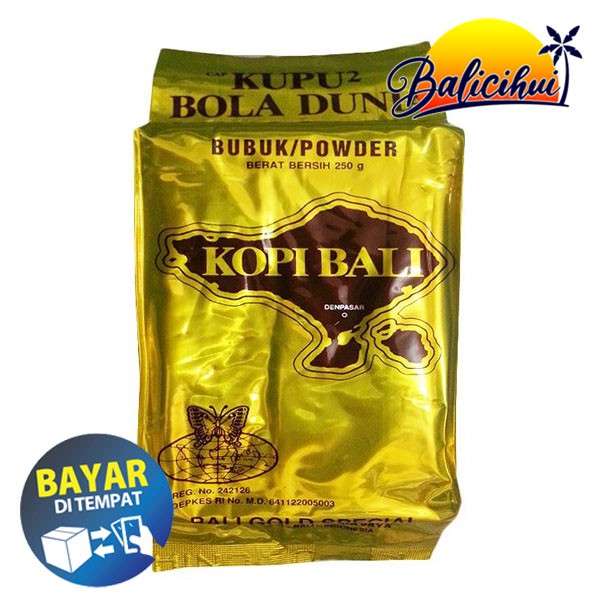 (BAYAR DI TEMPAT) Kopi Bubuk Bali Cap Kupu Kupu Bola Dunia GOLD SPECIAL 100 Gram