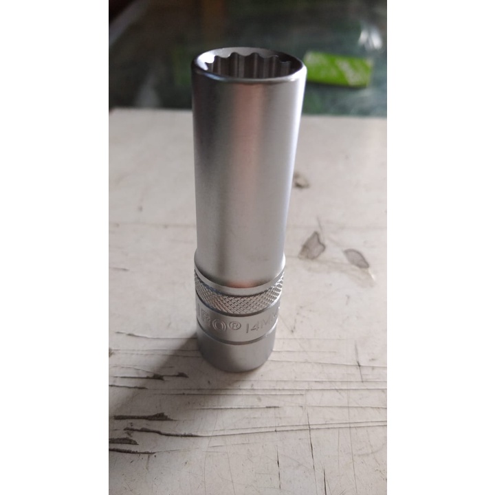 mata sock deep wall 14 mm Tekiro 1/2 dr 12 pt kunci shock panjang