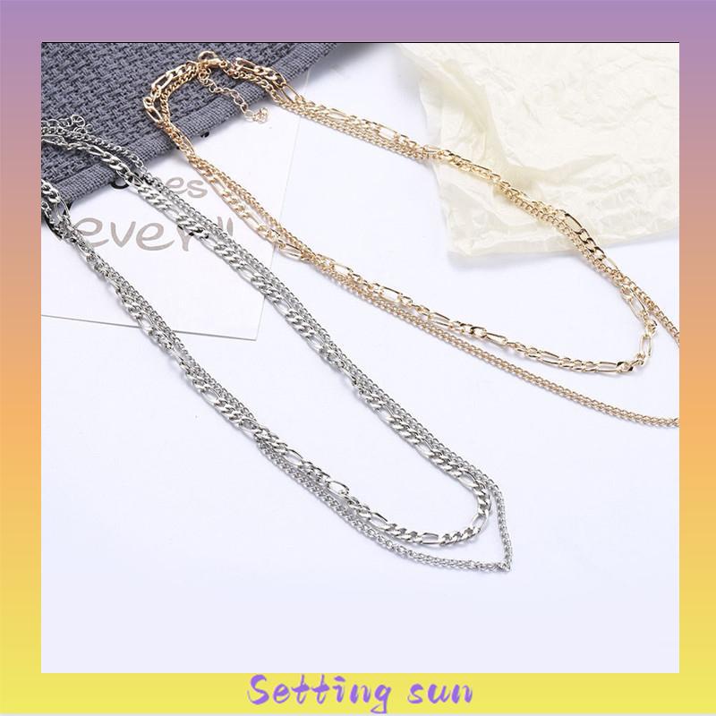 Eropa Retro Double Layer Kalung Fashion Sederhana Wanita Pria Kalung Aksesori TN