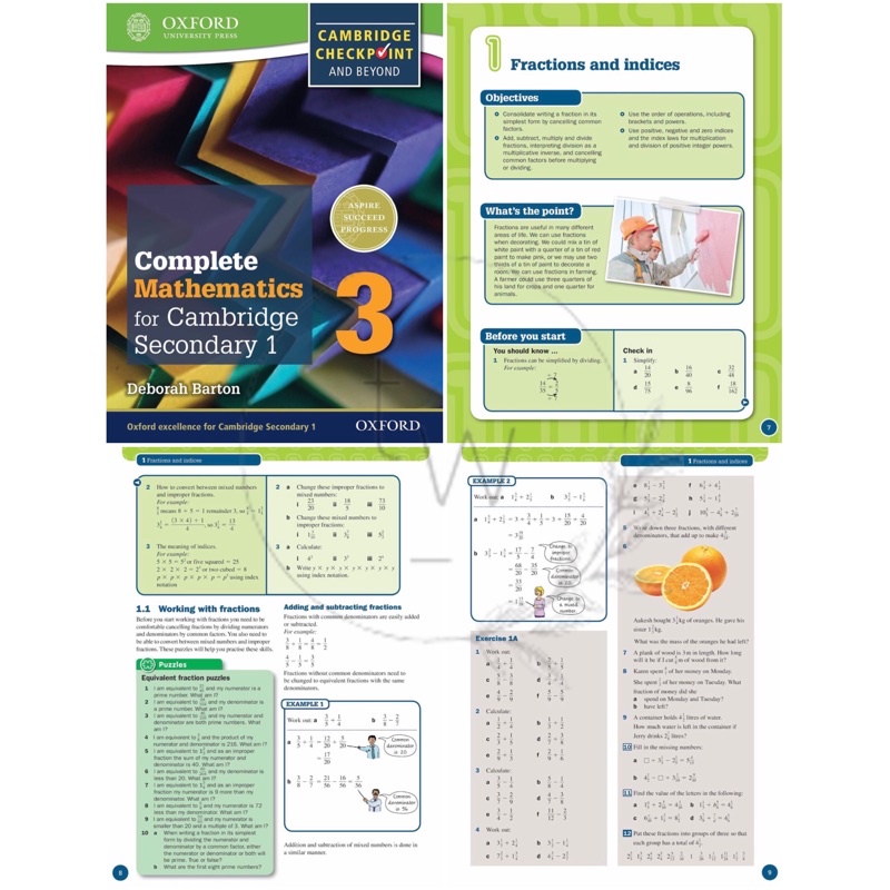 Oxford Complete Biology / Chemistry / Physics / Mathematics 1 2 3 for Cambridge Lower Secondary 1 Checkpoint | Buku Biologi Kimia Fisika Matematika SMP-Mathematics 3 (PDF)