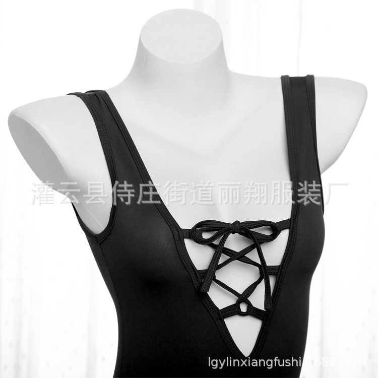 LI-105 black white swimsuit baju renang bikini jepang seksi cosplay - Hitam