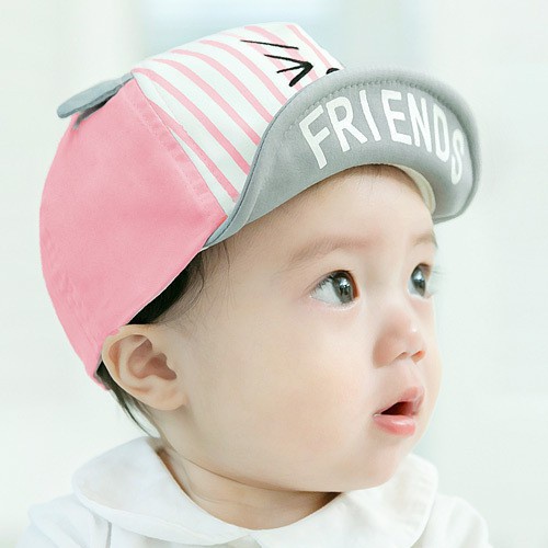 JOLIECOLLECTIONS TOPI FASHION BAYI / TOPI LUCU DENGAN TULISAN FRIENDS / TOPI IMPORT BAYI RAJUT ALADIN / TOPI ANAK TULISAN 62-Topi PET Friend-Pink