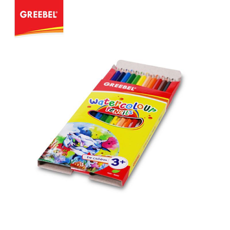 PENSIL WARNA / WARNA CERAH / BAHAN KUAT GREEBEL / GREEBEL 8012 water colour (hex 12 warna)