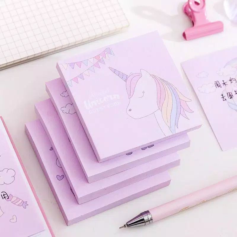 

GAEKOPEDIA || 30 Lembar Memo Blok Notes Tempel Motif UNICORN / Sticky Notes Karakter Unicorn Lucu