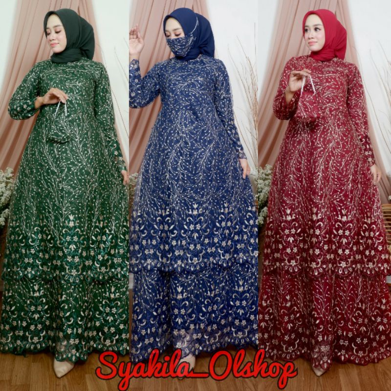 GAMIS TULLE TINGKAT BUSUI / KEBAYA TULLE / BAJU PESTA MODERN / GAMIS BUSUI / GAMIS WISUDA / GAMIS MO