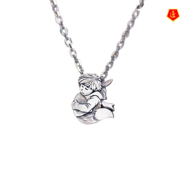 [Ready Stock]Little Prince Fox Necklace Europe and America Creative 925 Silver Vintage Pendant