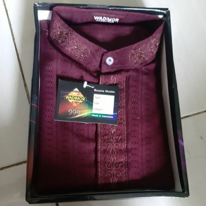 baju koko wadimor lengan panjang warna maroon / merah hati / size L / best seller / koko terbaru