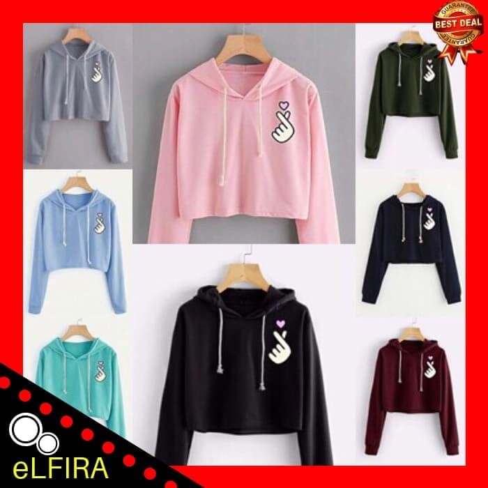 Sweater Hoodie Wanita 602 - Sweater Crop Wanita 602 - Hitam