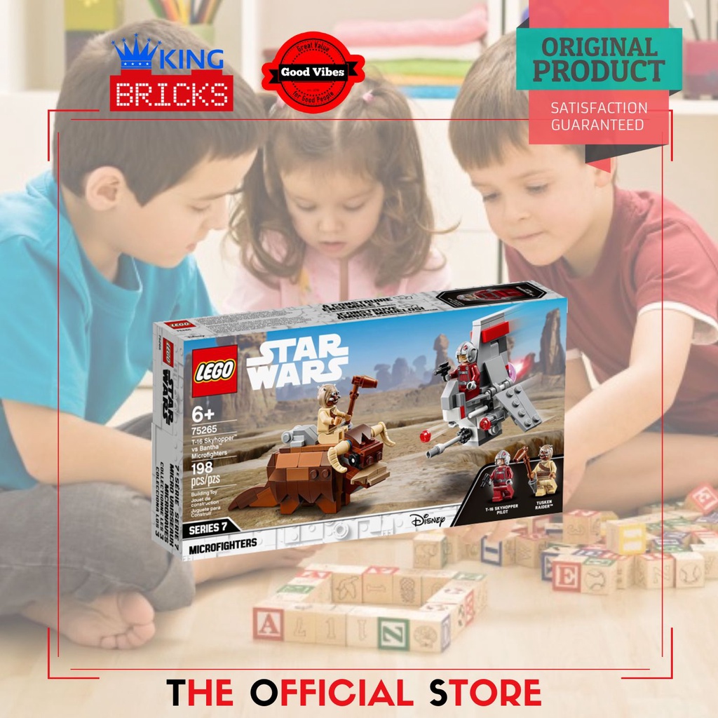 LEGO Original STAR WARS 75265 T-16 Skyhopper vs Bantha Microfighters - Mainan Anak Pesawat Kreatif