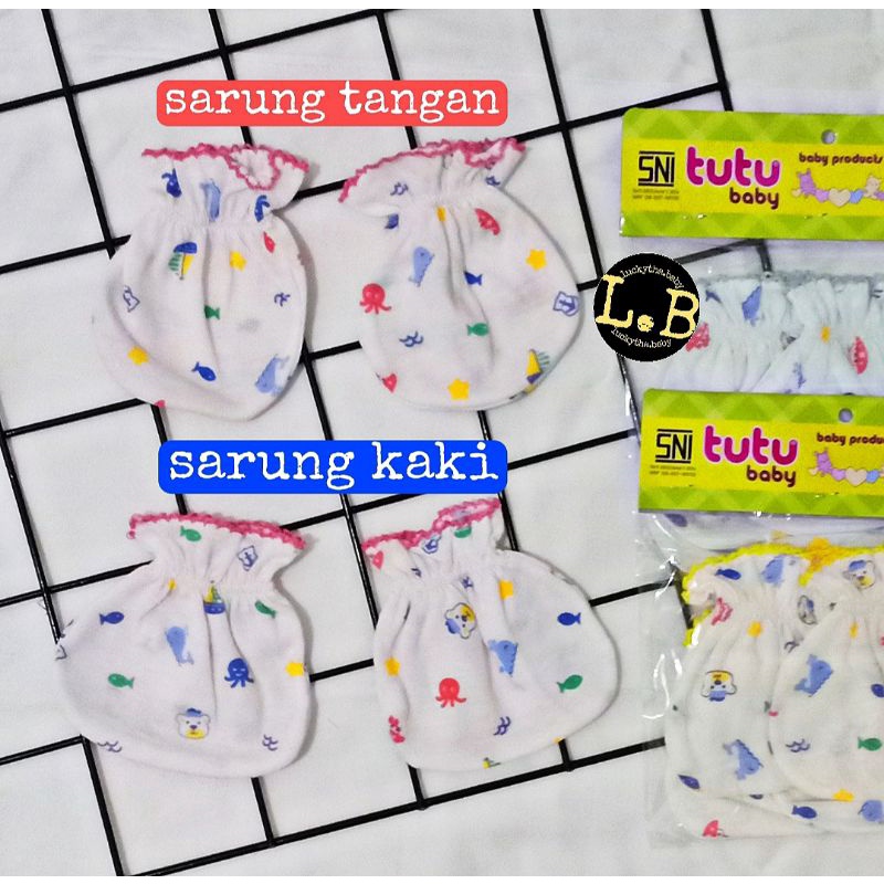 1set_sarung tangan &amp; kaki bayi TUTU BABY 100% cotton lembut dan nyaman di pakai / stk tutu katun