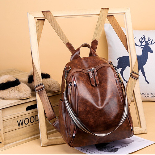 TAS RANSEL KULIT WANITA KOREA COKLAT MUNZI TA539B7 IMPORT BACKPACK BESAR GENDONG PUNGGUNG SEKOLAH KULIAH KERJA CEWEK KEKINIAN REMAJA BATAM BRANDED PREMIUM MURAH