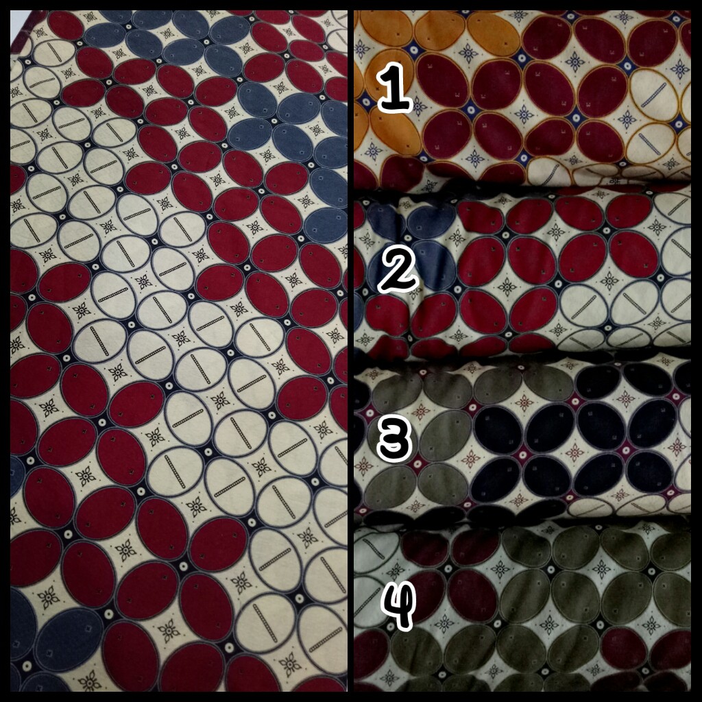 Bahan Batik Katun Dobby motif Kawung / Kumeli / Kain Batik Meteran