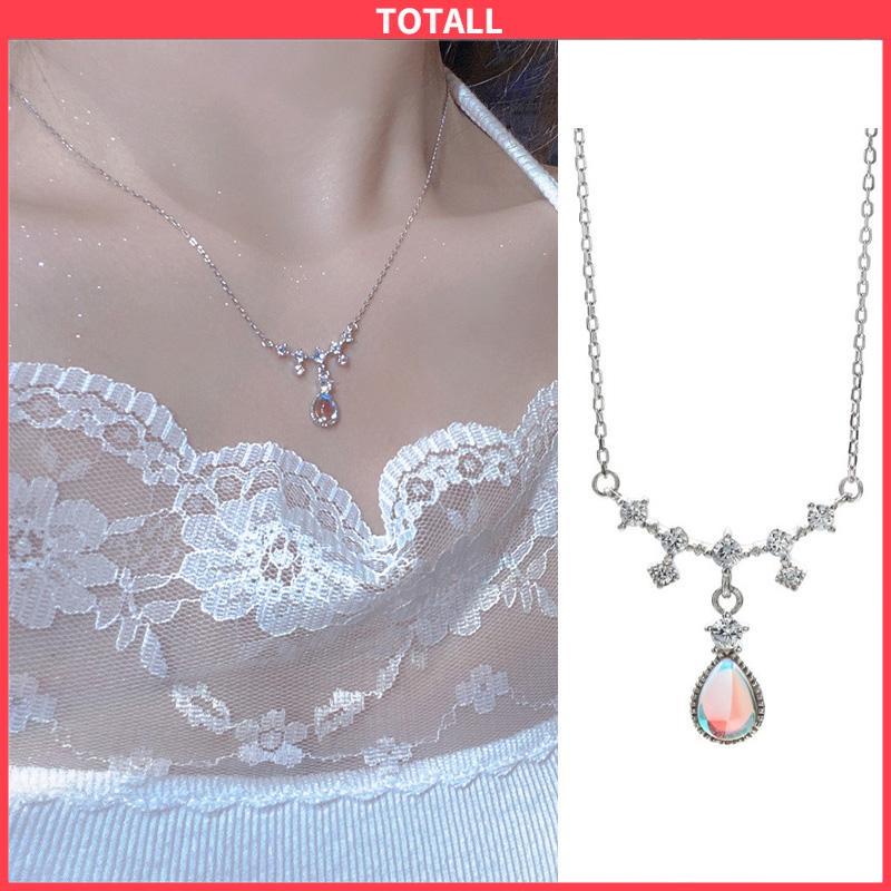 COD Kalung Fashion Wanita All-match Niche Design Light Luxury Moonstone Water Drop Necklace-Totall