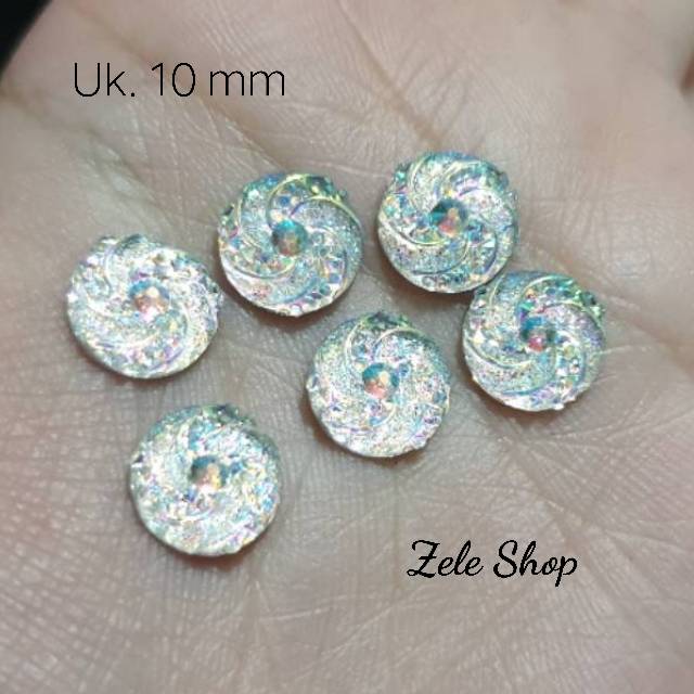 Permata Lolipop AB bulat size 10 mm / Hiasan Tasbih Digital / Pernak Pernik