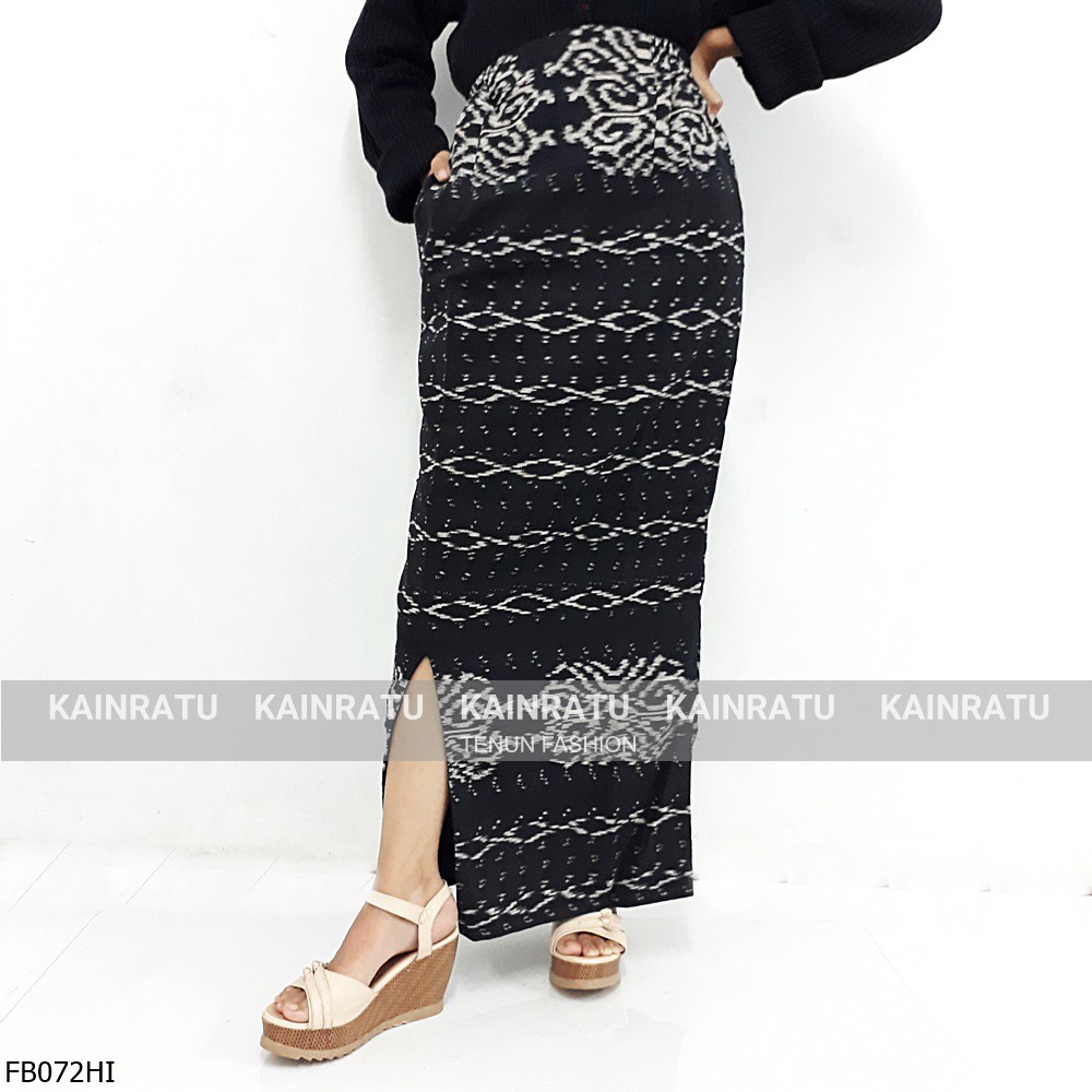 Rok Tenun Span Panjang Wanita Warna Hitam