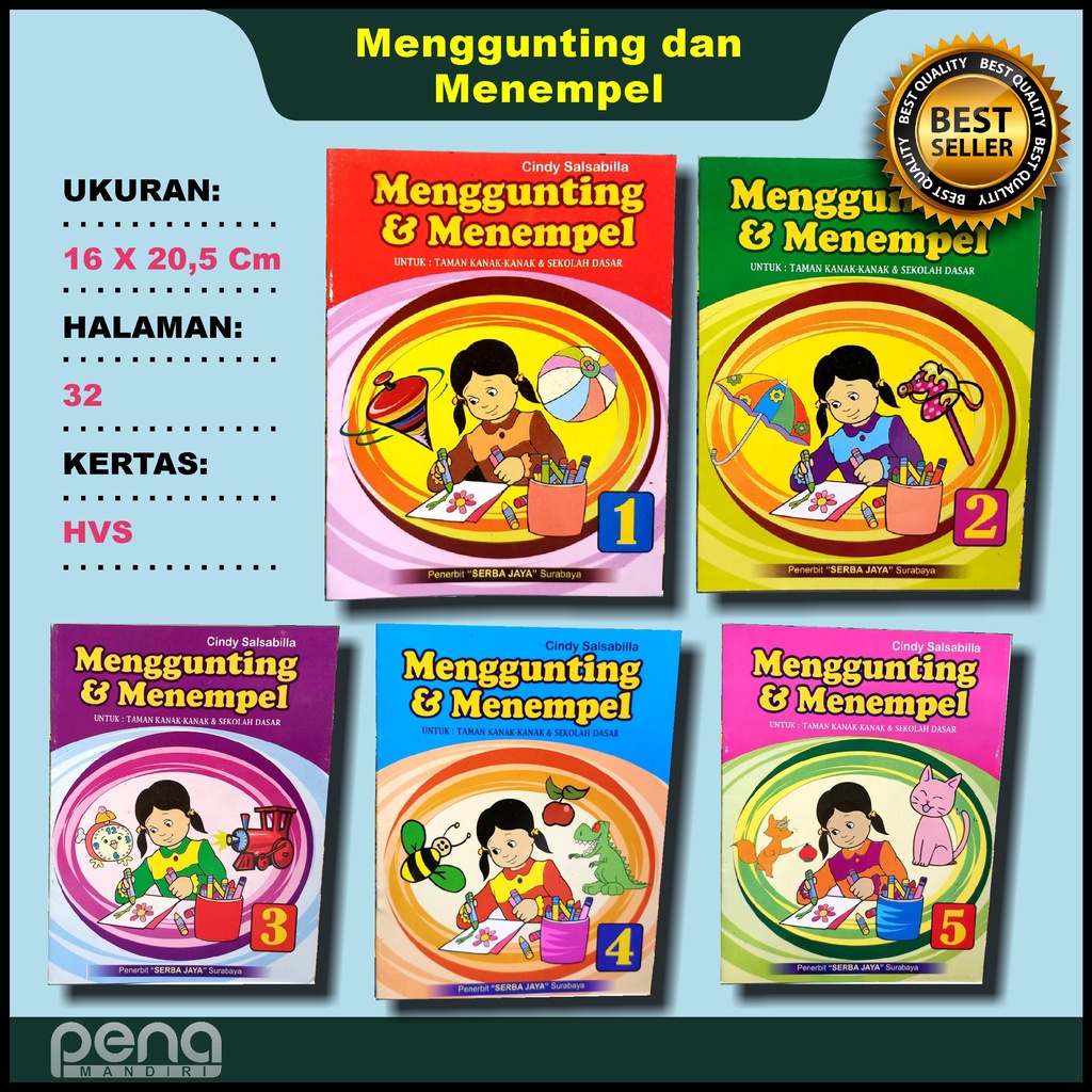 Buku Edukasi Anak PAUD TK Seni Menggunting dan Menempel