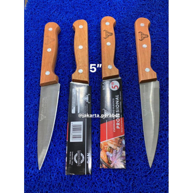 Pisau Dapur Kitchen Knife 5&quot;/ Pisau Buah / Pisau Serbaguna / Pisau Gagang Kayu Stenless