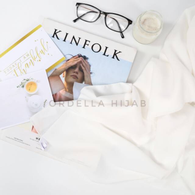 Kerudung Segi Empat Syari wolfis Polos - Kerudung Sekolah Syari Putih - Jilbab Ordella Hijab Putih