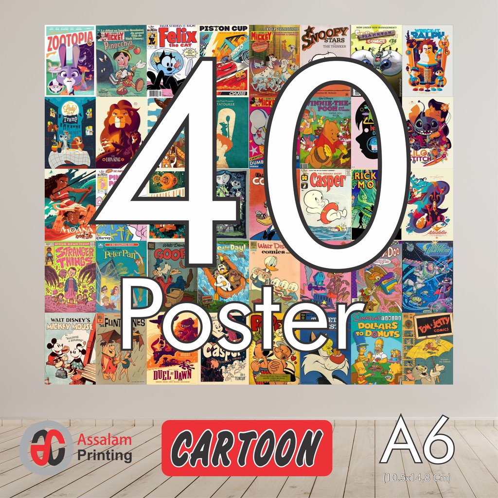 (40PCS) POSTER AESTHETIC ANIME COMIK CARTOON FOOTBALL RETRO BAND BRAND MOVIE ISI 80PCS WALL DECOR-Cartoon 40